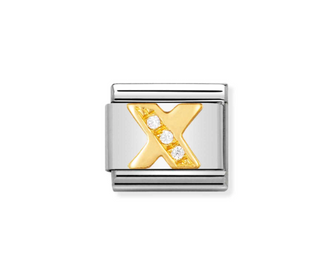 Nomination - Link LETTERS 18k gold and cubic zirconia X