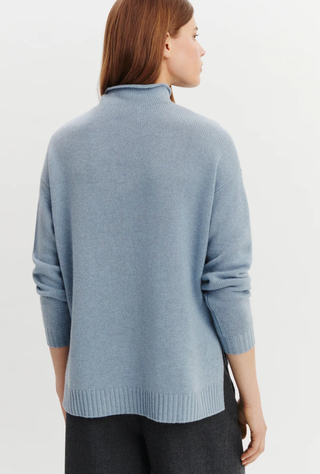 BOMPARD - Loose High-Neck Sweater - Bleu Glacier