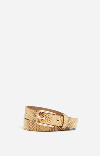 VANESSA BRUNO - Leather Belt - Snake Print Wheat