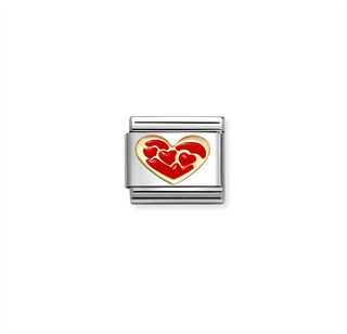 Nomination - Link LOVE steel 18k gold RED HEARTS IN HEART TRIO