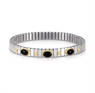 Nomination - Extension stretch BRACELET steel 18k gold BLACK AGATE