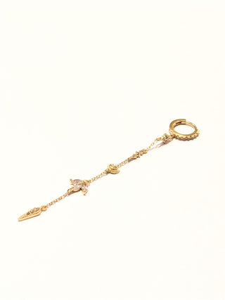 Rose Marie Paris - Hoop Dangling Moon & Lotus - Gold