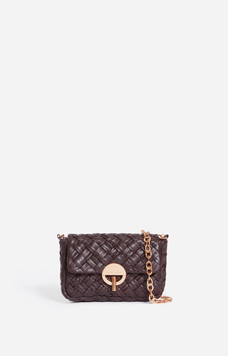 VANESSA BRUNO - Nano Braided Moon Handbag - Chocolate