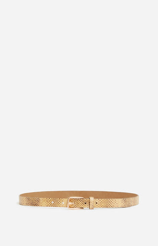 VANESSA BRUNO - Leather Belt - Snake Print Wheat