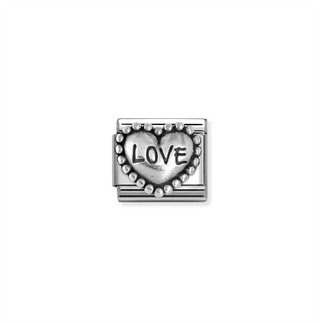 Nomination - Link composable OXIDIZED SYMBOLS steel 925 sterling silver LOVE DOTTED HEART