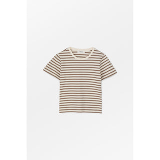 SKALL - Loui Regular Tee - Light Brown/White Stripe