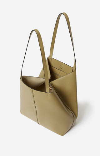 VANESSA BRUNO - Large Daily Leather Tote - Olive