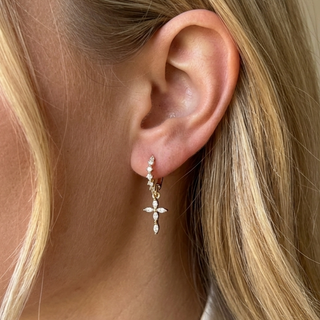 Rose Marie Paris - Hoop Stone Covered Cross - Gold