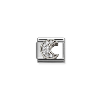 Nomination - Link SYMBOLS steel 925 sterling silver WHITE RICH MOON ZIRCONIA