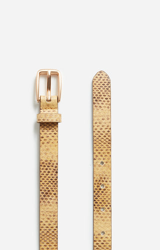 VANESSA BRUNO - Leather Belt - Snake Print Wheat