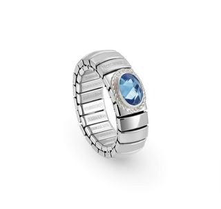 Nomination - Stretch RING steel 925 sterling silver FACETED LIGHT BLUE BRAIDED