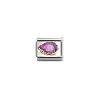 Nomination - Link 9K Rose Gold Zirconia Left Drop PURPLE