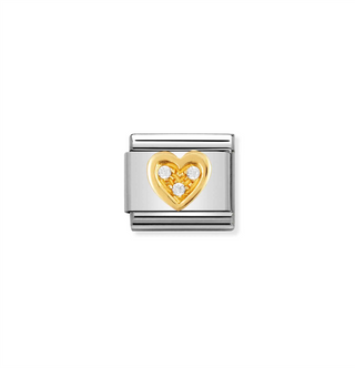 Nomination - Link composable LOVE steel 18k gold zirconia HEART