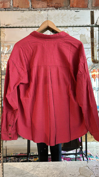 XIRENA - Jace Shirt - Cerise Stripe
