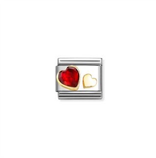 Nomination - Link CLASSIC steel 18k gold READ DOUBLE HEART FACETED