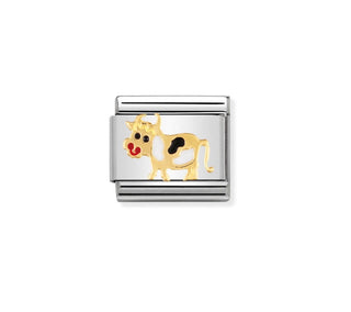 Nomination - Link EARTH ANIMALS enamel with 18k gold COW