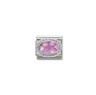 Nomination - Link FACETED  925 sterling silver setting detail PINK