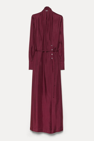 POMANDÈRE - Silk Habotai Dress - Burgundy