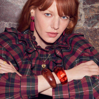 Feeka - Grace Blouse - Tartan Grenat