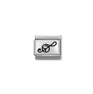 Nomination - Link MONUMETS oxidized steel 925 sterling silver TREBLE CLEF