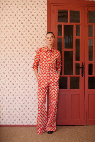 MARIA DE LA ORDEN - Douglas Pant - Red Flowers Denim