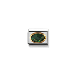 Nomination - Link FACETED CUBIC  18k gold EMERALD GREEN