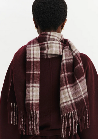 BOMPARD - Fringed Tartan Scarf - Grenat/Millet