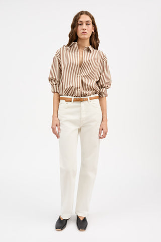 SKALL - Edgar Shirt - Brown/Ecru Stripe