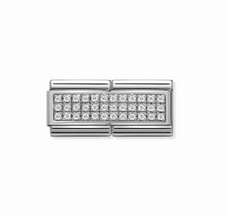 Nomination - Link DOUBLE CLASSIC composable pave steel 925 sterling silver WHITE CZ
