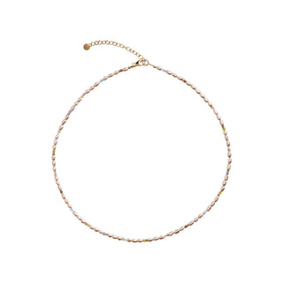 STINE A - Confetti pearl Necklace W/Beige & Pastel Mix