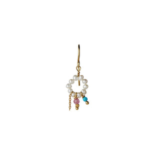 STINE A - Petit Heavenly Pearl Dream Earring - Turquoise & Pink Stone Chain