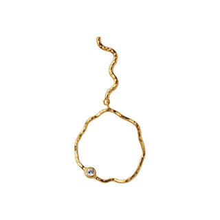 STINE A - Wavy Circle Earring W/Stone Right - Gold