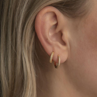 Emilia by Bon Dep - Small Stone Covered Hoops - White