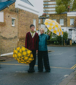ANATOLE - Yellow Oversize Gingham Compact Umbrella - Victoria