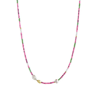 STINE A - Deep Sea Necklace W/Fresh Pink & Dusty Green Mix