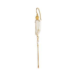 STINE A - Long Baroque Pearl With Chain Earring - Peach Sorbet