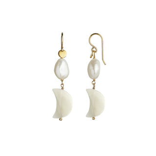 STINE A - MIDNIGHT MOON & BAROQUE PEARL EARRING - GOLD