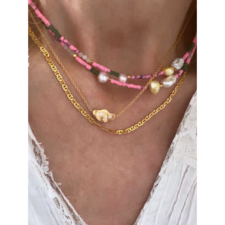 STINE A - Clear Sea Necklace W/Stones - Gold