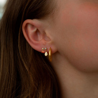 STINE A - Big Dot W/Sparkling Teardrop Earring - Gold