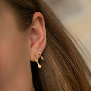 STINE A - Big Dot W/Sparkling Teardrop Earring - Gold
