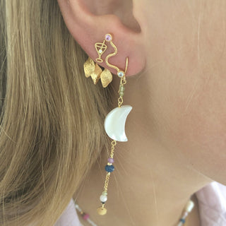 STINE A - Midnight Moon Pearl Earring W/Gemstone Long