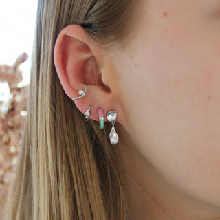 STINE A - Clear Sea Earring W/Stone - Silver