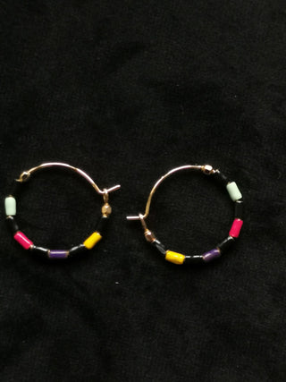 ISABEL MARANT JEWELRY - Color Stripe Hoop Earrings - Dark Multicolor