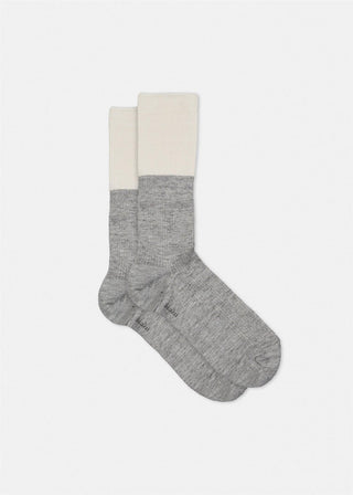 AIAYU - Linen Rib Socks - Mix Grey Melang