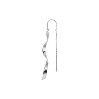 STINE A - Long Twisted Hammered Earring W/Chain - Silver