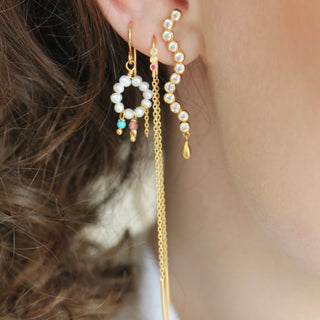 STINE A - Three Dots Double Chain Earring Gold - Candy Stones