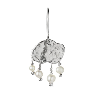 STINE A - Big Silver Splash Earring - Elegant Pearls - Silver