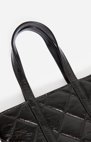 VANESSA BRUNO - Quilted Leather  Cabas Tote S - Noir