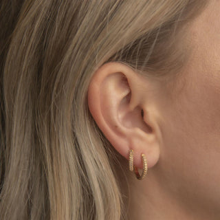 Emilia by Bon Dep - Small Stone Covered Hoops - Frost