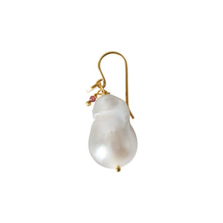 STINE A - Baroque Pearl Earring W/Gemstone